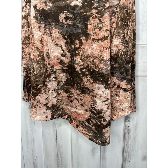 LOGO LORI GOLDSTEIN PINK GRAY FLORAL WATERCOLOR ASYMMETRICAL LIGHT TUNIC TOP XS - Picture 2 of 16